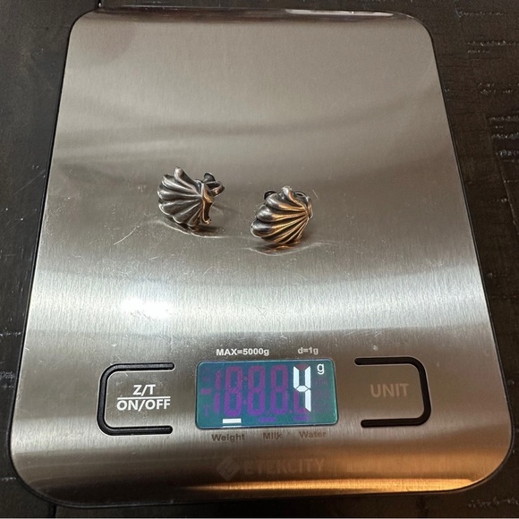 Vintage Sterling Silver Sea Shell Screw Back Earrings Signed Mexico - Picture 4 of 7